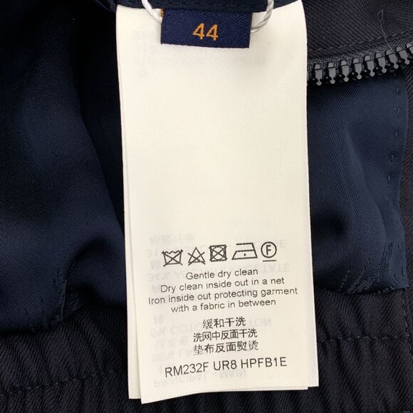 Louis Vuitton Dark Blue Logo Jacquard Wool-Cotton Jacket XS Size W/ Zipper & Lap - Picture 8 of 8